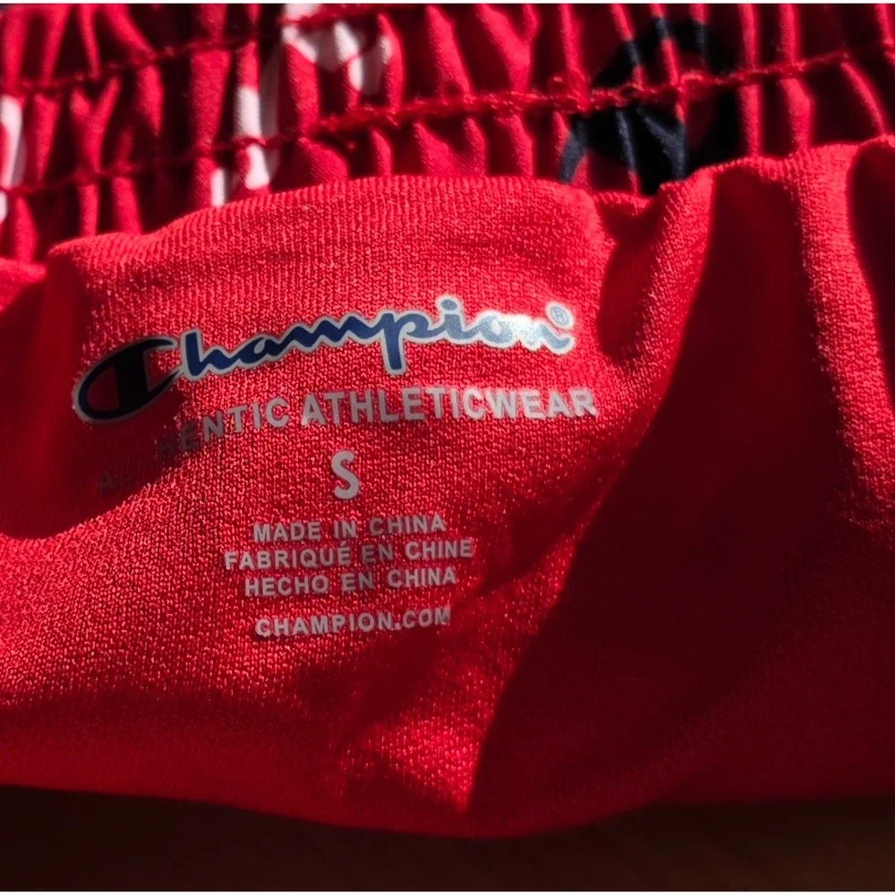 Champion Girls Red Script Logo Athletic Dolphin Shorts Size S Small‎